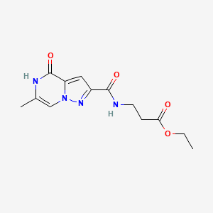 molecular formula C13H16N4O4 B2405965 Ethyl 3-(6-methyl-4-oxo-4,5-dihydropyrazolo[1,5-a]pyrazine-2-carboxamido)propanoate CAS No. 1787917-76-3