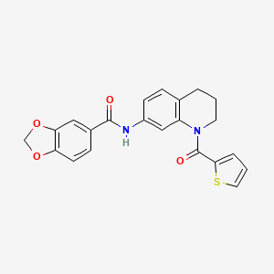 N-[1-(thiophene-2-carbonyl)-3,4-dihydro-2H-quinolin-7-yl]-1,3-benzodioxole-5-carboxamide
