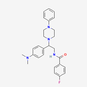 N-(2-(4-(dimethylamino)phenyl)-2-(4-phenylpiperazin-1-yl)ethyl)-4-fluorobenzamide