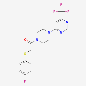 2-((4-Fluorophenyl)thio)-1-(4-(6-(trifluoromethyl)pyrimidin-4-yl)piperazin-1-yl)ethanone