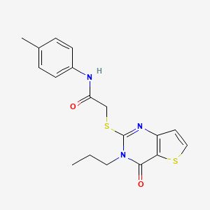molecular formula C18H19N3O2S2 B2406067 N-(4-methylphenyl)-2-({4-oxo-3-propyl-3H,4H-thieno[3,2-d]pyrimidin-2-yl}sulfanyl)acetamide CAS No. 1252826-18-8