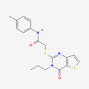 molecular formula C18H19N3O2S2 B2406067 N-(4-methylphenyl)-2-[(4-oxo-3-propyl-3,4-dihydrothieno[3,2-d]pyrimidin-2-yl)sulfanyl]acetamide CAS No. 1252826-18-8