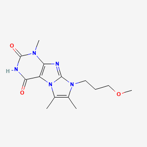 molecular formula C14H19N5O3 B2406077 8-(3-methoxypropyl)-1,6,7-trimethyl-1H-imidazo[2,1-f]purine-2,4(3H,8H)-dione CAS No. 879580-56-0