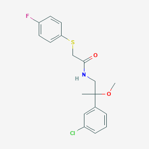 molecular formula C18H19ClFNO2S B2406122 N-(2-(3-chlorophenyl)-2-methoxypropyl)-2-((4-fluorophenyl)thio)acetamide CAS No. 1795088-69-5