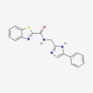 molecular formula C18H14N4OS B2406125 N-((4-phenyl-1H-imidazol-2-yl)methyl)benzo[d]thiazole-2-carboxamide CAS No. 1421477-15-7