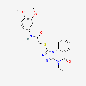 molecular formula C22H23N5O4S B2406139 N-(3,4-dimethoxyphenyl)-2-({5-oxo-4-propyl-4H,5H-[1,2,4]triazolo[4,3-a]quinazolin-1-yl}sulfanyl)acetamide CAS No. 938560-51-1