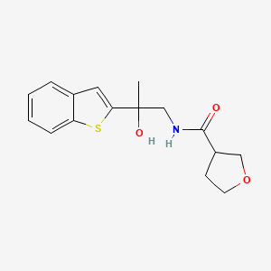 molecular formula C16H19NO3S B2406143 N-[2-(1-benzothiophen-2-yl)-2-hydroxypropyl]oxolane-3-carboxamide CAS No. 2034548-54-2