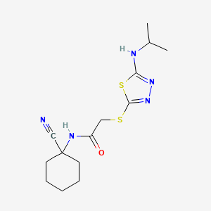 molecular formula C14H21N5OS2 B2406177 N-(1-cyanocyclohexyl)-2-({5-[(propan-2-yl)amino]-1,3,4-thiadiazol-2-yl}sulfanyl)acetamide CAS No. 923744-44-9