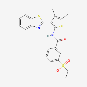 molecular formula C22H20N2O3S3 B2406226 N-(3-(benzo[d]thiazol-2-yl)-4,5-dimethylthiophen-2-yl)-3-(ethylsulfonyl)benzamide CAS No. 886960-91-4