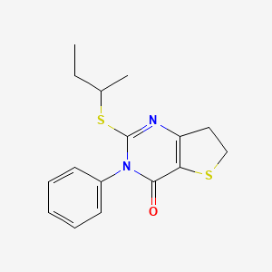 molecular formula C16H18N2OS2 B2406236 2-Butan-2-ylsulfanyl-3-phenyl-6,7-dihydrothieno[3,2-d]pyrimidin-4-one 