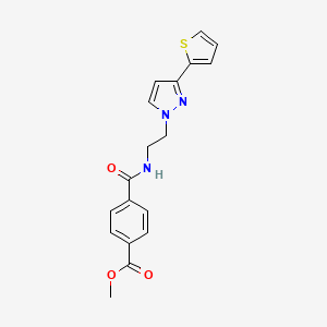 methyl 4-((2-(3-(thiophen-2-yl)-1H-pyrazol-1-yl)ethyl)carbamoyl)benzoate
