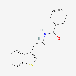 molecular formula C18H21NOS B2406275 N-[1-(1-benzothiophen-3-yl)propan-2-yl]cyclohex-3-ene-1-carboxamide CAS No. 2034470-25-0