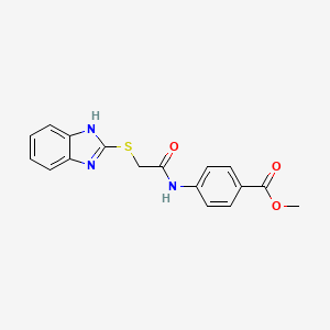 molecular formula C17H15N3O3S B2406303 methyl 4-[[2-(1H-benzimidazol-2-ylsulfanyl)acetyl]amino]benzoate CAS No. 345988-72-9