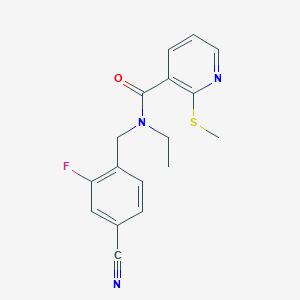 N-[(4-cyano-2-fluorophenyl)methyl]-N-ethyl-2-(methylsulfanyl)pyridine-3-carboxamide