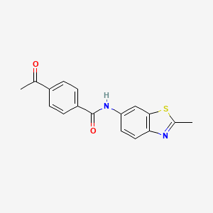 molecular formula C17H14N2O2S B2406325 4-acetyl-N-(2-methyl-1,3-benzothiazol-6-yl)benzamide CAS No. 313683-77-1