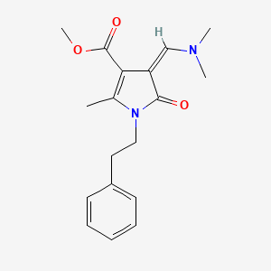 molecular formula C18H22N2O3 B2406326 methyl (4Z)-4-[(dimethylamino)methylidene]-2-methyl-5-oxo-1-(2-phenylethyl)-4,5-dihydro-1H-pyrrole-3-carboxylate CAS No. 477890-31-6