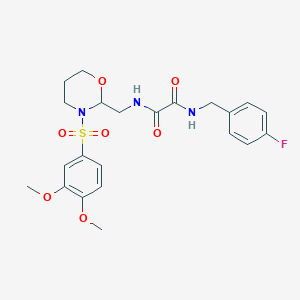 N1-((3-((3,4-dimethoxyphenyl)sulfonyl)-1,3-oxazinan-2-yl)methyl)-N2-(4-fluorobenzyl)oxalamide