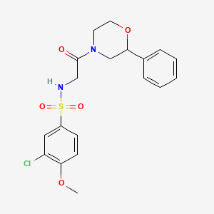 molecular formula C19H21ClN2O5S B2406333 3-chloro-4-methoxy-N-(2-oxo-2-(2-phenylmorpholino)ethyl)benzenesulfonamide CAS No. 954039-33-9