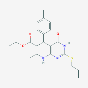 Isopropyl 7-methyl-4-oxo-2-(propylthio)-5-(p-tolyl)-3,4,5,8-tetrahydropyrido[2,3-d]pyrimidine-6-carboxylate