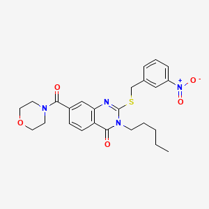 molecular formula C25H28N4O5S B2406336 7-(morpholine-4-carbonyl)-2-((3-nitrobenzyl)thio)-3-pentylquinazolin-4(3H)-one CAS No. 309749-84-6