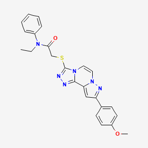 molecular formula C24H22N6O2S B2406345 N-ETHYL-2-{[9-(4-METHOXYPHENYL)PYRAZOLO[1,5-A][1,2,4]TRIAZOLO[3,4-C]PYRAZIN-3-YL]SULFANYL}-N-PHENYLACETAMIDE CAS No. 1207010-75-0
