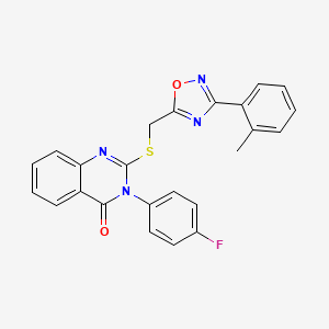 3-(4-fluorophenyl)-2-(((3-(o-tolyl)-1,2,4-oxadiazol-5-yl)methyl)thio)quinazolin-4(3H)-one