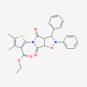 molecular formula C26H24N2O5S B2406374 ethyl 2-(4,6-dioxo-2,3-diphenyl-3a,6a-dihydro-3H-pyrrolo[3,4-d][1,2]oxazol-5-yl)-4,5-dimethylthiophene-3-carboxylate CAS No. 1005055-84-4