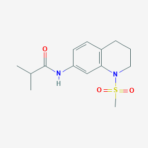 molecular formula C14H20N2O3S B2406378 N-(1-METHANESULFONYL-1,2,3,4-TETRAHYDROQUINOLIN-7-YL)-2-METHYLPROPANAMIDE CAS No. 946350-63-6