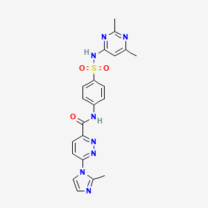 molecular formula C21H20N8O3S B2406389 N-(4-(N-(2,6-dimethylpyrimidin-4-yl)sulfamoyl)phenyl)-6-(2-methyl-1H-imidazol-1-yl)pyridazine-3-carboxamide CAS No. 1396629-00-7