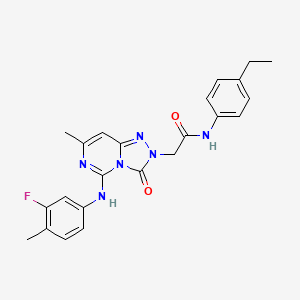 molecular formula C23H23FN6O2 B2406395 N-(4-ethylphenyl)-2-{5-[(3-fluoro-4-methylphenyl)amino]-7-methyl-3-oxo-2H,3H-[1,2,4]triazolo[4,3-c]pyrimidin-2-yl}acetamide CAS No. 1251665-58-3