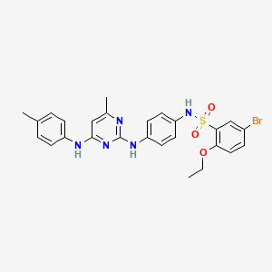 molecular formula C26H26BrN5O3S B2406415 5-bromo-2-ethoxy-N-(4-((4-methyl-6-(p-tolylamino)pyrimidin-2-yl)amino)phenyl)benzenesulfonamide CAS No. 946296-69-1