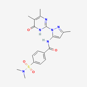 molecular formula C19H22N6O4S B2406429 N-(1-(4,5-dimethyl-6-oxo-1,6-dihydropyrimidin-2-yl)-3-methyl-1H-pyrazol-5-yl)-4-(N,N-dimethylsulfamoyl)benzamide CAS No. 1006026-15-8