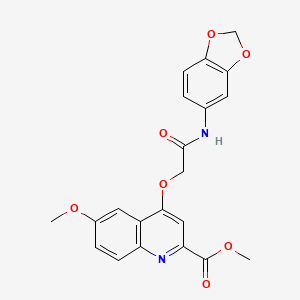 molecular formula C21H18N2O7 B2406470 Methyl 4-(2-(benzo[d][1,3]dioxol-5-ylamino)-2-oxoethoxy)-6-methoxyquinoline-2-carboxylate CAS No. 1359508-51-2