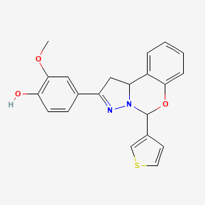 2-methoxy-4-(5-(thiophen-3-yl)-5,10b-dihydro-1H-benzo[e]pyrazolo[1,5-c][1,3]oxazin-2-yl)phenol