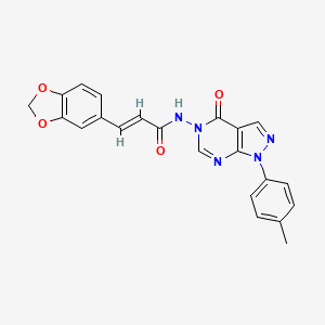 (E)-3-(benzo[d][1,3]dioxol-5-yl)-N-(4-oxo-1-(p-tolyl)-1H-pyrazolo[3,4-d]pyrimidin-5(4H)-yl)acrylamide