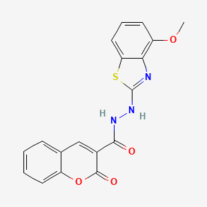 molecular formula C18H13N3O4S B2406488 N'-(4-methoxy-1,3-benzothiazol-2-yl)-2-oxo-2H-chromene-3-carbohydrazide CAS No. 851978-36-4