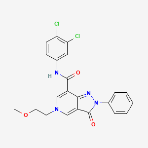 molecular formula C22H18Cl2N4O3 B2406523 N-(3,4-dichlorophenyl)-5-(2-methoxyethyl)-3-oxo-2-phenyl-2H,3H,5H-pyrazolo[4,3-c]pyridine-7-carboxamide CAS No. 923250-60-6
