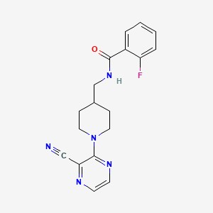 N-((1-(3-cyanopyrazin-2-yl)piperidin-4-yl)methyl)-2-fluorobenzamide