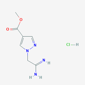 molecular formula C7H11ClN4O2 B2406584 methyl 1-(carbamimidoylmethyl)-1H-pyrazole-4-carboxylate hydrochloride CAS No. 2241129-07-5