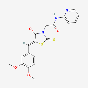 B2406587 (Z)-2-(5-(3,4-dimethoxybenzylidene)-4-oxo-2-thioxothiazolidin-3-yl)-N-(pyridin-2-yl)acetamide CAS No. 681832-64-4