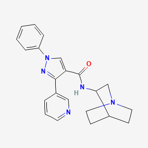 molecular formula C22H23N5O B2406618 N-{1-azabicyclo[2.2.2]octan-3-yl}-1-phenyl-3-(pyridin-3-yl)-1H-pyrazole-4-carboxamide CAS No. 879172-24-4