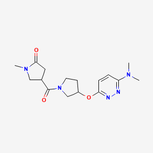 molecular formula C16H23N5O3 B2406619 4-(3-((6-(Dimethylamino)pyridazin-3-yl)oxy)pyrrolidine-1-carbonyl)-1-methylpyrrolidin-2-one CAS No. 2034497-77-1