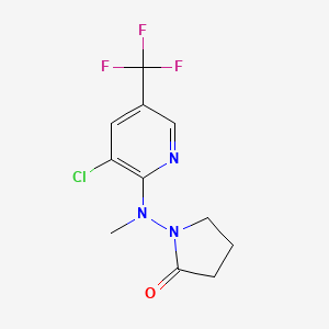 molecular formula C11H11ClF3N3O B2406622 1-[[3-Chloro-5-(trifluoromethyl)-2-pyridinyl](methyl)amino]-2-pyrrolidinone CAS No. 339014-75-4