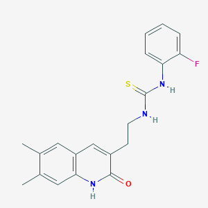 molecular formula C20H20FN3OS B2406626 1-[2-(6,7-dimethyl-2-oxo-1H-quinolin-3-yl)ethyl]-3-(2-fluorophenyl)thiourea CAS No. 887893-85-8