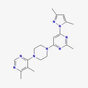 molecular formula C20H26N8 B2406633 4-(3,5-Dimethylpyrazol-1-yl)-6-[4-(5,6-dimethylpyrimidin-4-yl)piperazin-1-yl]-2-methylpyrimidine CAS No. 2415622-48-7