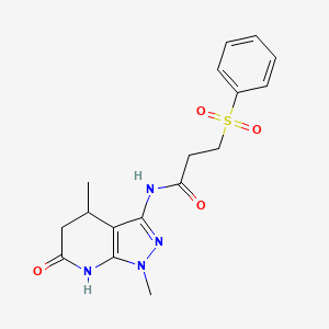 molecular formula C17H20N4O4S B2406664 N-(1,4-dimethyl-6-oxo-4,5,6,7-tetrahydro-1H-pyrazolo[3,4-b]pyridin-3-yl)-3-(phenylsulfonyl)propanamide CAS No. 1203301-91-0