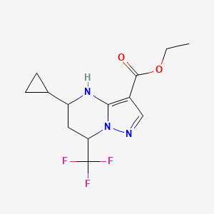 B2406724 Ethyl 5-cyclopropyl-7-(trifluoromethyl)-4,5,6,7-tetrahydropyrazolo[1,5-a]pyrimidine-3-carboxylate CAS No. 827591-57-1