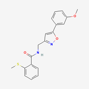 molecular formula C19H18N2O3S B2406757 N-((5-(3-methoxyphenyl)isoxazol-3-yl)methyl)-2-(methylthio)benzamide CAS No. 953208-88-3
