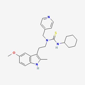 3-cyclohexyl-1-(2-(5-methoxy-2-methyl-1H-indol-3-yl)ethyl)-1-(pyridin-4-ylmethyl)thiourea