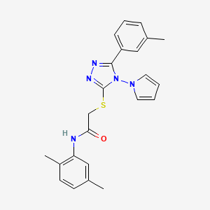 molecular formula C23H23N5OS B2406794 N-(2,5-dimethylphenyl)-2-{[5-(3-methylphenyl)-4-(1H-pyrrol-1-yl)-4H-1,2,4-triazol-3-yl]sulfanyl}acetamide CAS No. 898371-78-3